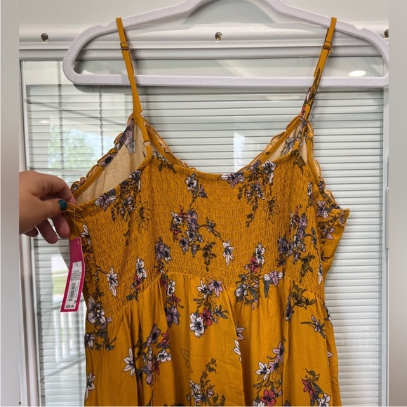 *NWT Mustard Yellow Floral Maxi Dress size Large Xhilaration; fall family photos - Picture 6 of 11